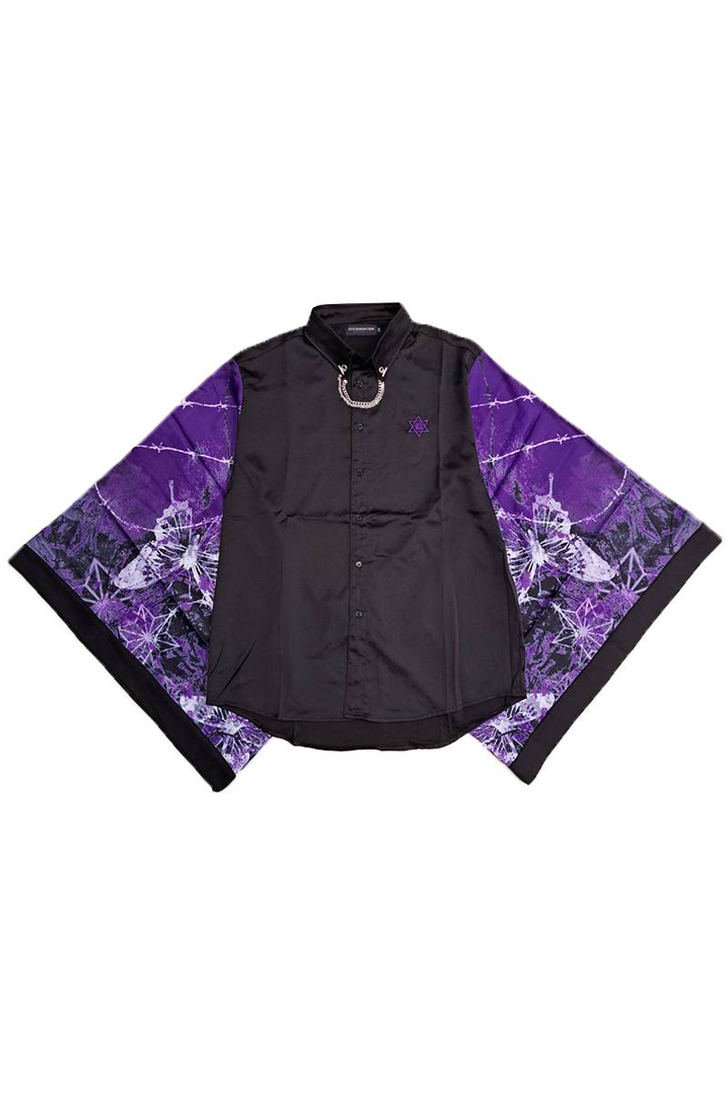 PSYCHO NATION (サイコネーション) 振袖チェーンシャツ BLACK×PURPLE