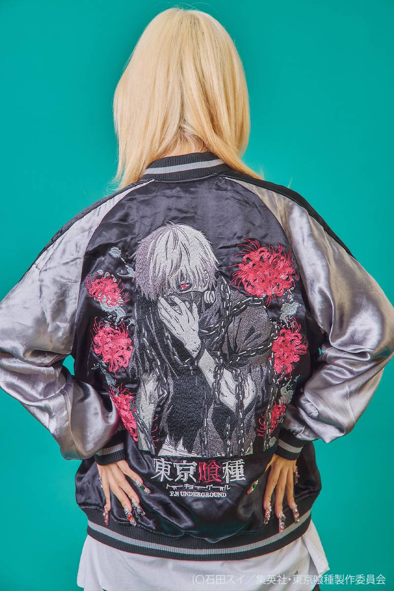 東京喰種×P.N UNDERGROUND 金木研リバーシブルスカジャン - Black