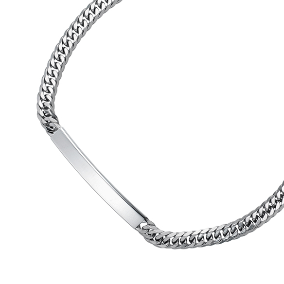 純プラチナ プレートチェーン ブレスレット （6面カットダブル/キヘイ