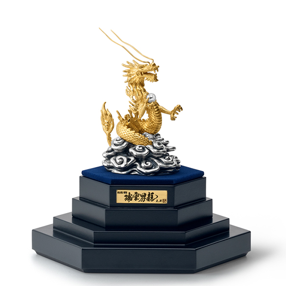 純金置物 「瑞雲昇龍」 (純プラチナ宝珠付)＜大淵光則原型作＞ | 高