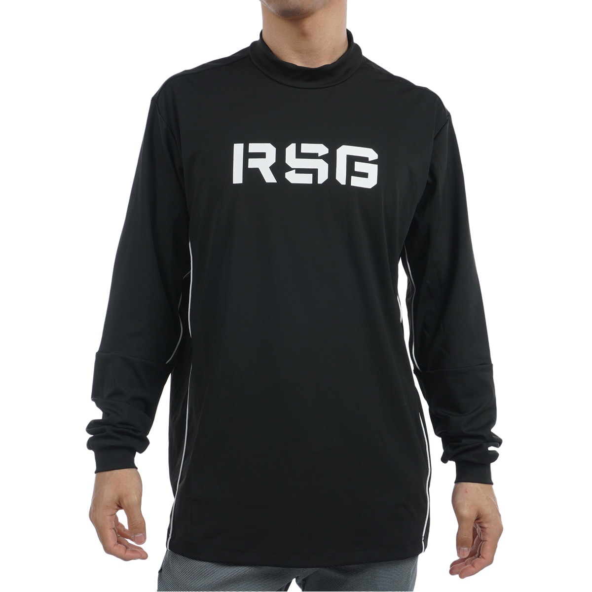 美品RUSSELUNO ラッセルノ モックネック半袖シャツ ブラック×レッド