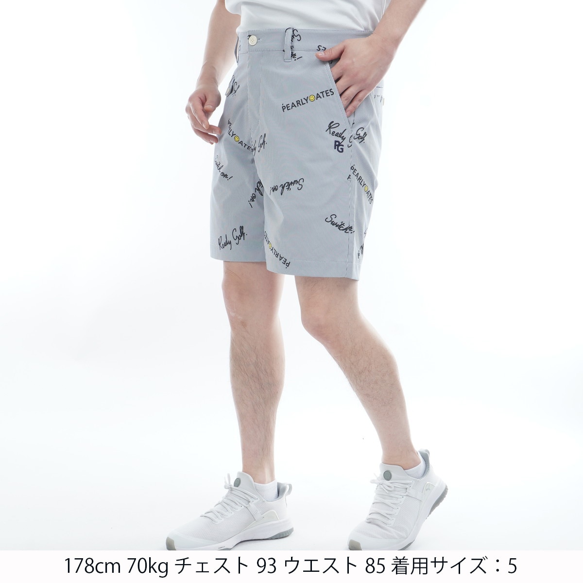 二重織遮熱 ストライプ ロゴ柄プリントショートパンツ(ハーフパンツ