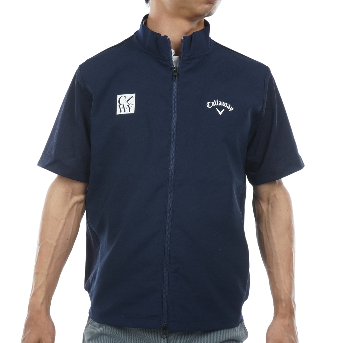 ストレッチ フルジップ半袖スウェットブルゾン(アウター(ブルゾン