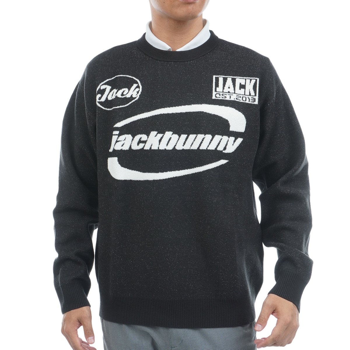 ダブルジャカード ストレッチクルーネックセーター(中間着(セーター