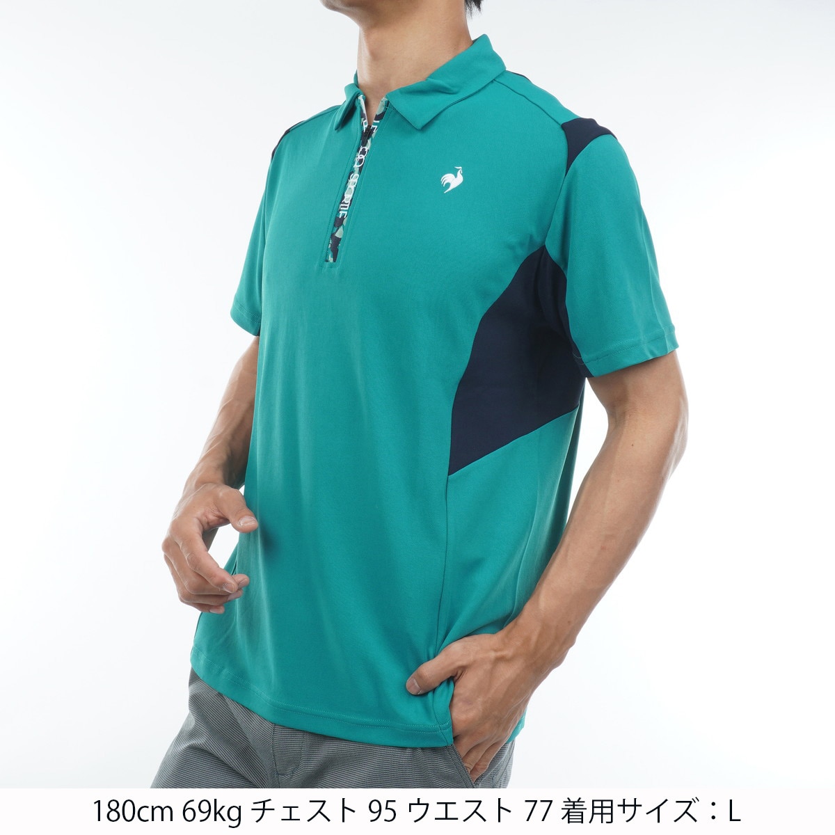 ストレッチ ハーフジップ半袖ポロシャツ(半袖シャツ・ポロシャツ)|Le