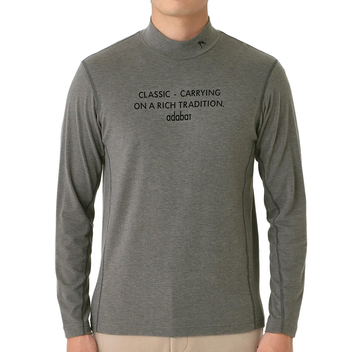 吸湿発熱 メッセージロゴモックネック長袖Tシャツ(長袖シャツ