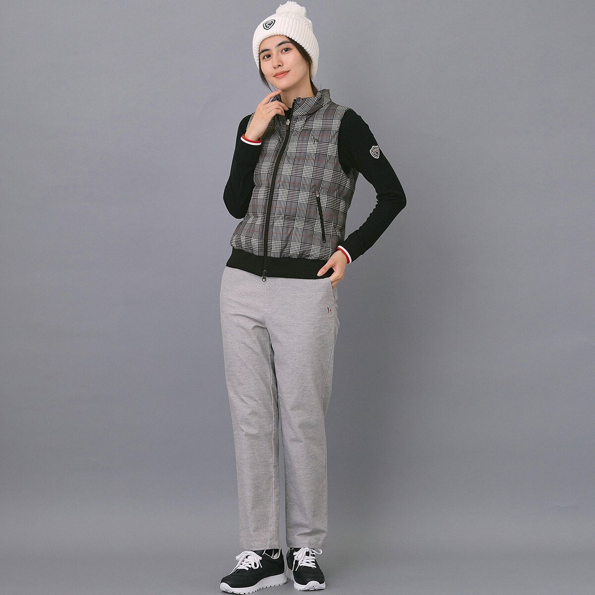 ストレッチ 撥水 グレンチェック中綿ベスト レディス(ベスト)|ADABAT