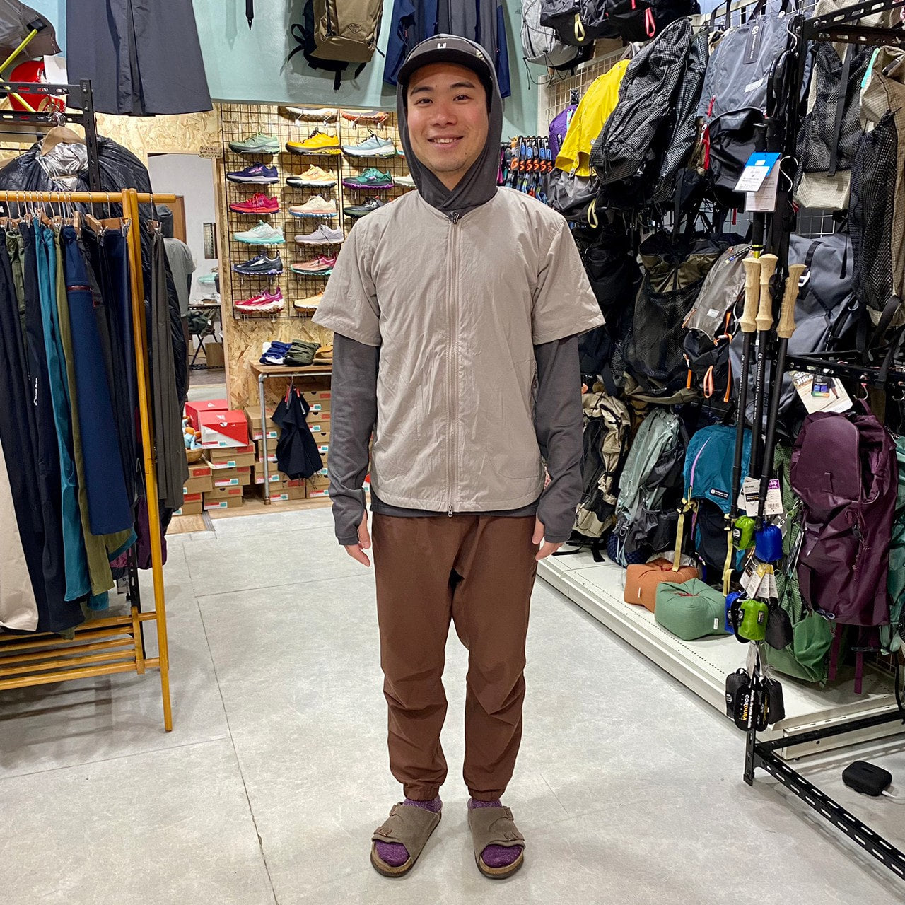 オクタライニングの半袖カーディガン（オクタ/防寒着兼行動着として