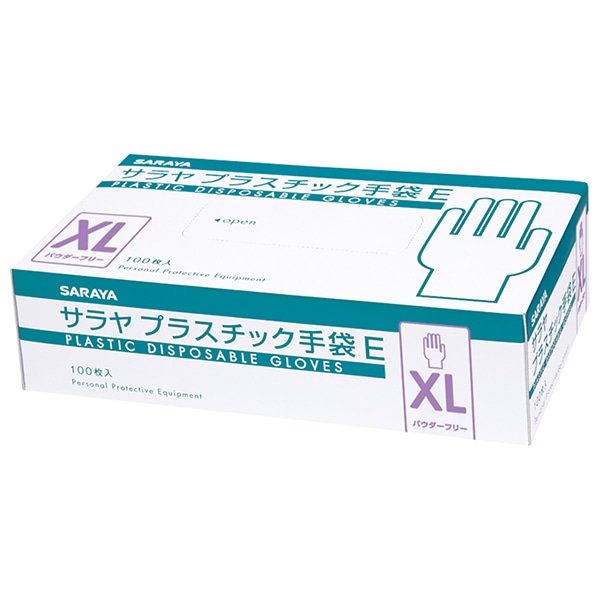 サラヤ｜プラスチック手袋E 粉無100枚入 XLサイズ: サラヤハイジーン