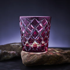 江戸切子 伝統工芸士 木村泰典 作 矢来紋 オールドグラス 金赤 ｜江戸