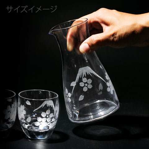 江戸切子 富士山に桜 冷酒器揃 透き ｜江戸切子グラスならTABLEAU
