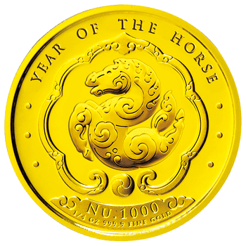 ブータン 2026年 午年馬図 1000ニュルタムカラー銀貨 プルーフ