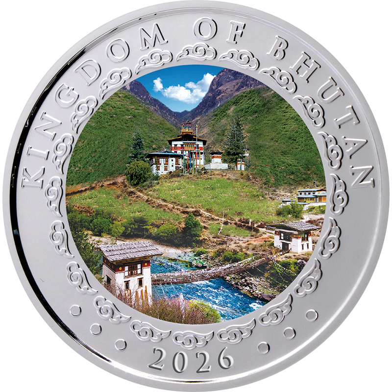 ブータン 2026年 午年馬図 1000ニュルタムカラー銀貨 プルーフ