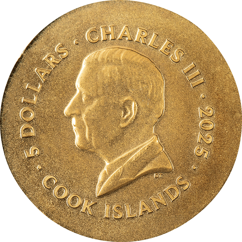 クック諸島 2025年 アポロン神の動物 ライオン 5ドル金貨 未使用