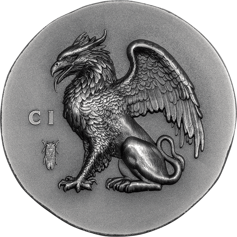 クック諸島 2024年 グリフォン 5ドル銀貨 アンティーク仕上げ(ウルトラ