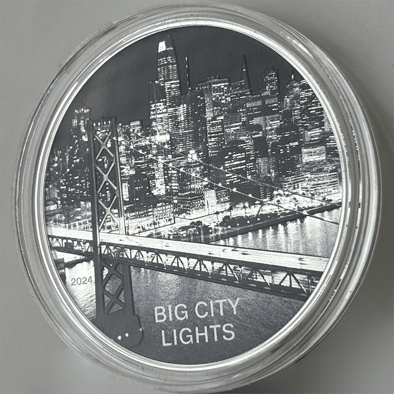 クック諸島 2024年 大都市の景色 サンフランシスコ 夜 5ドルカラー銀貨