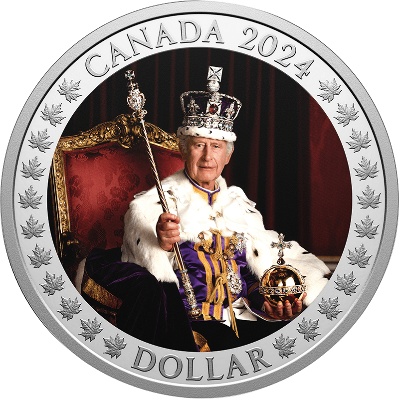 カナダ 2024年 国王チャールズ3世戴冠1周年 1ドルカラー銀貨 プルーフ