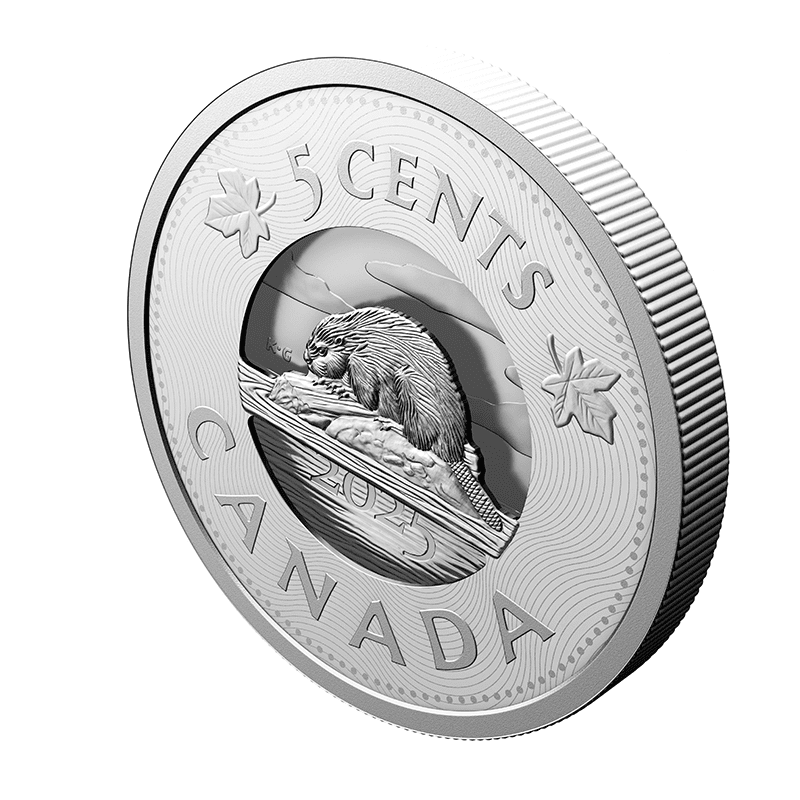カナダ 2025年 マルチレイヤー彫刻 5セント貨のビーバー 5セント銀貨