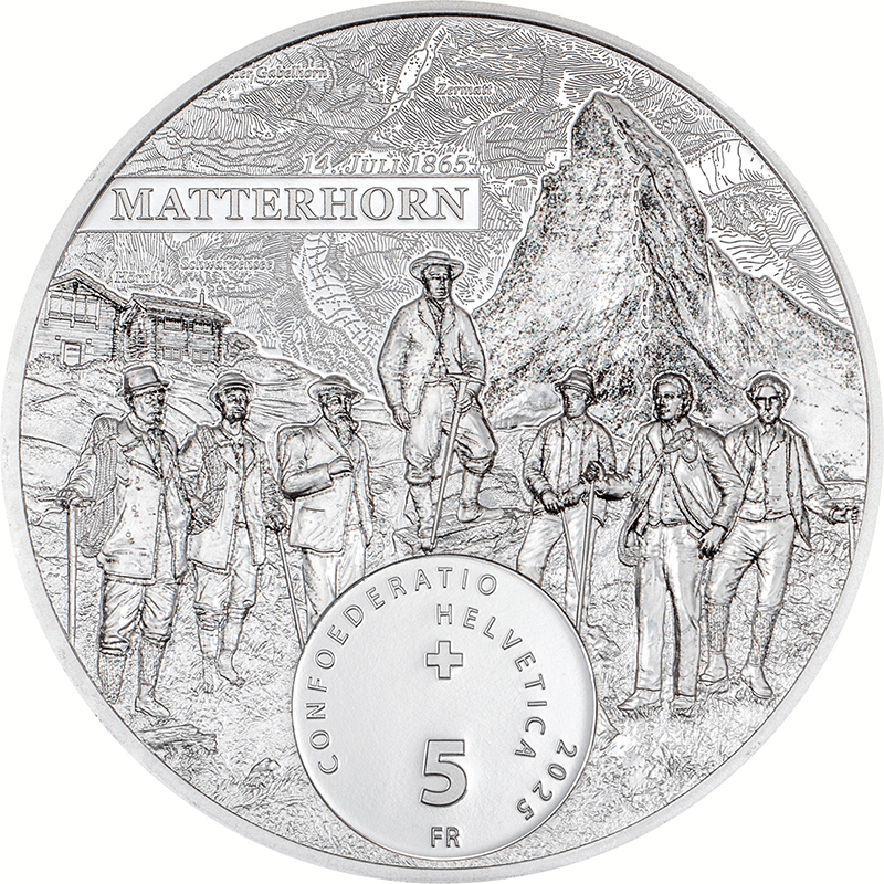 スイス 2025年 マッターホルン 5フランカラー銀貨 プルーフ(ウルトラ