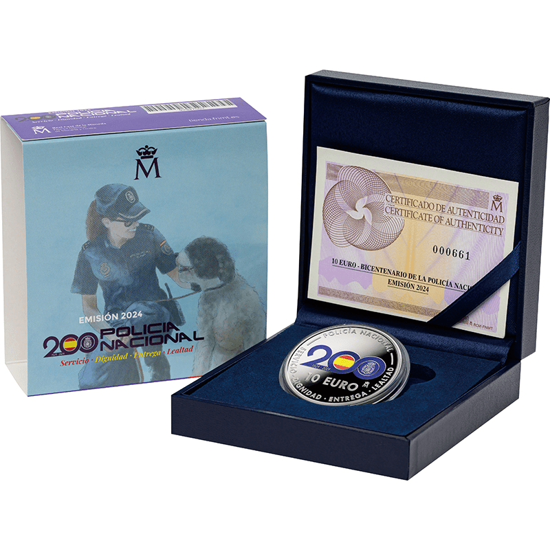 スペイン 2024年 スペイン国家警察創立200周年 10ユーロカラー銀貨