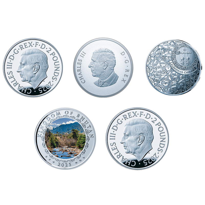 I 】各国 2025年 巳年蛇図 銀貨5種セット プルーフ | オンライン