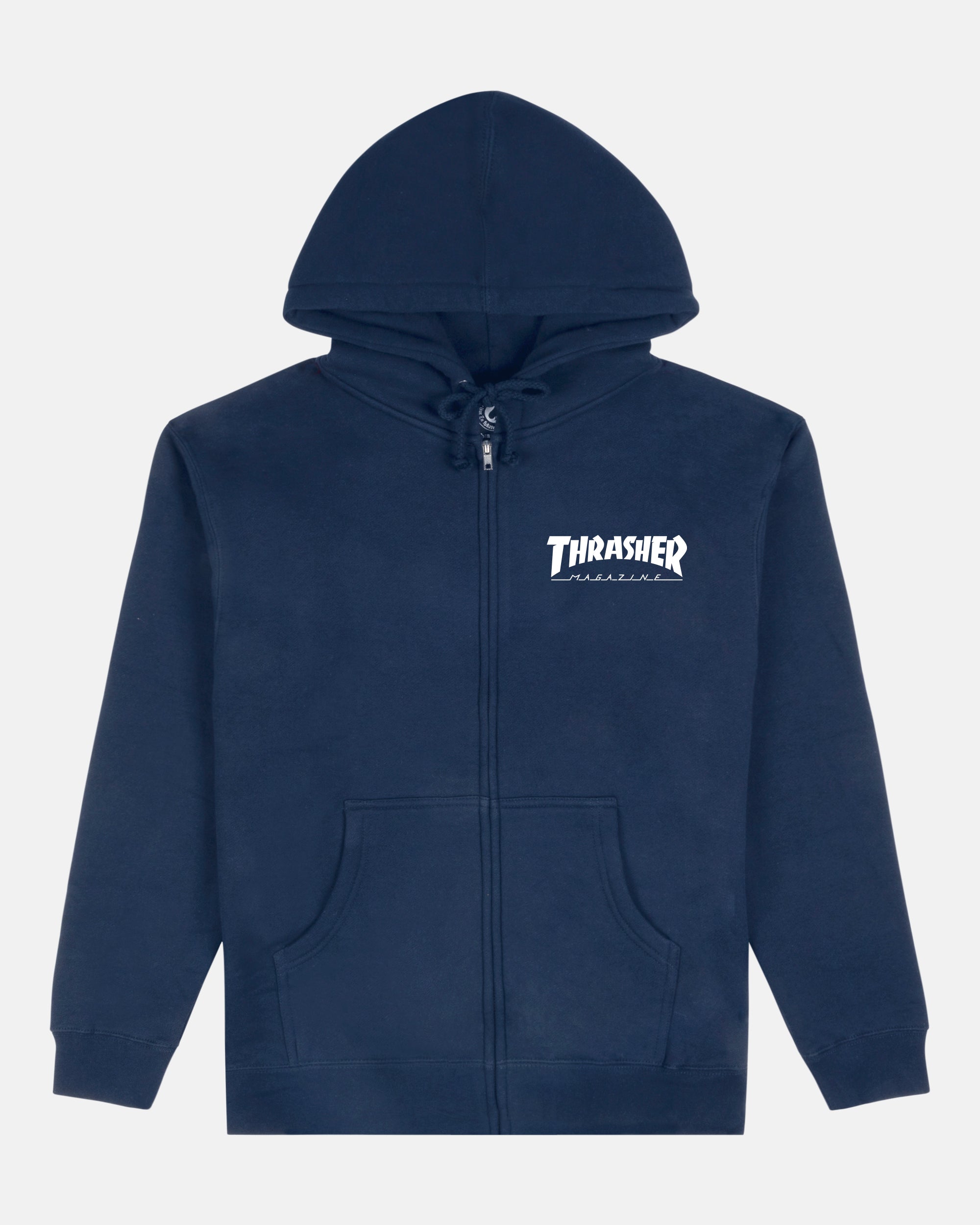 MAG LOGO - ZIP UP HOODIE - NAVY – Thrasher Magazine