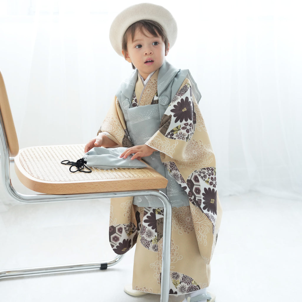 レンタル】七五三 3歳 男の子 ひよこ商店 被布セット 子供 kids 三つ身