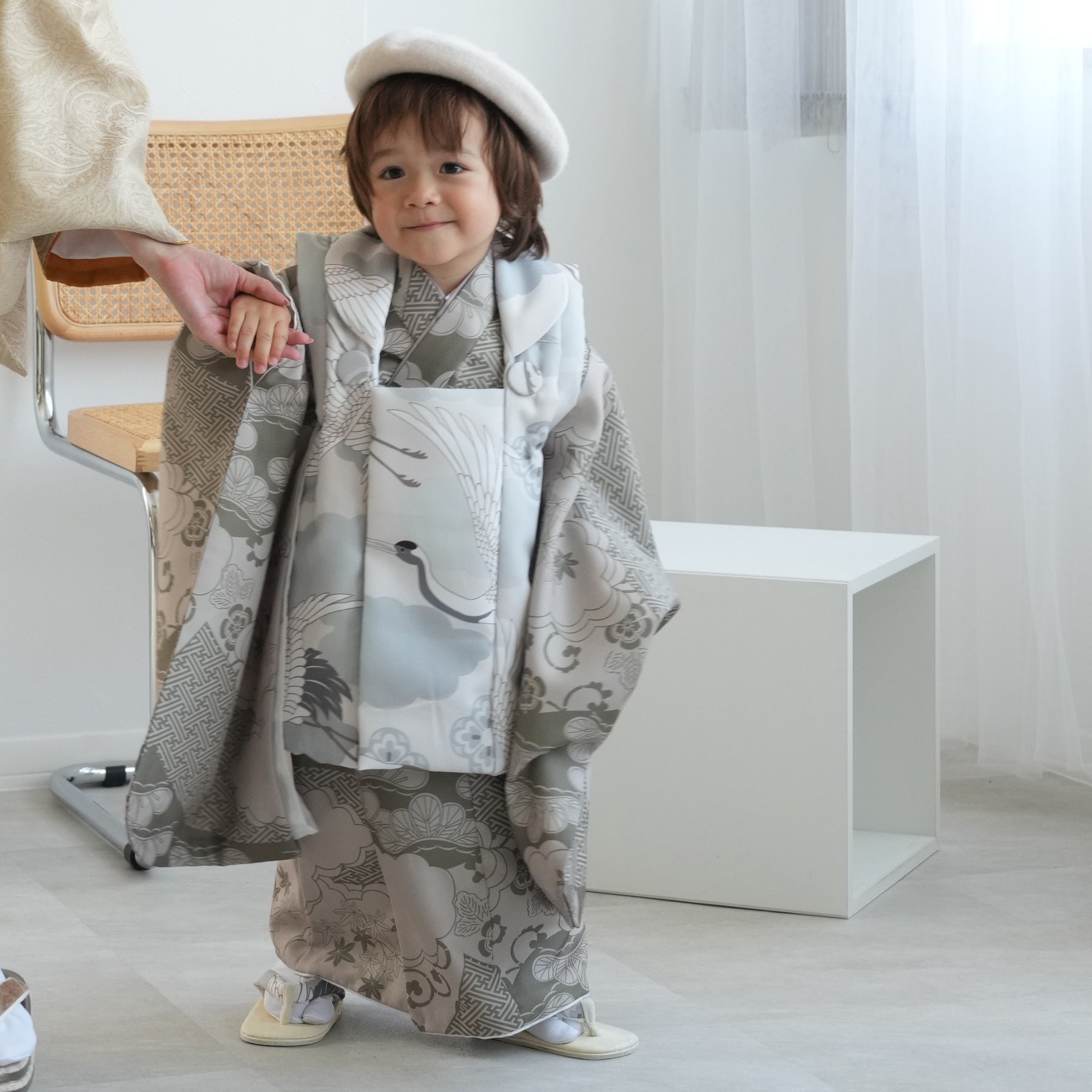 人気完売品】 utatane 七五三男の子被布ペイズリーブルー