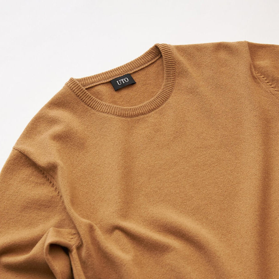 日本製】カシミヤ100% ベーシック クルーネック セーター メンズ