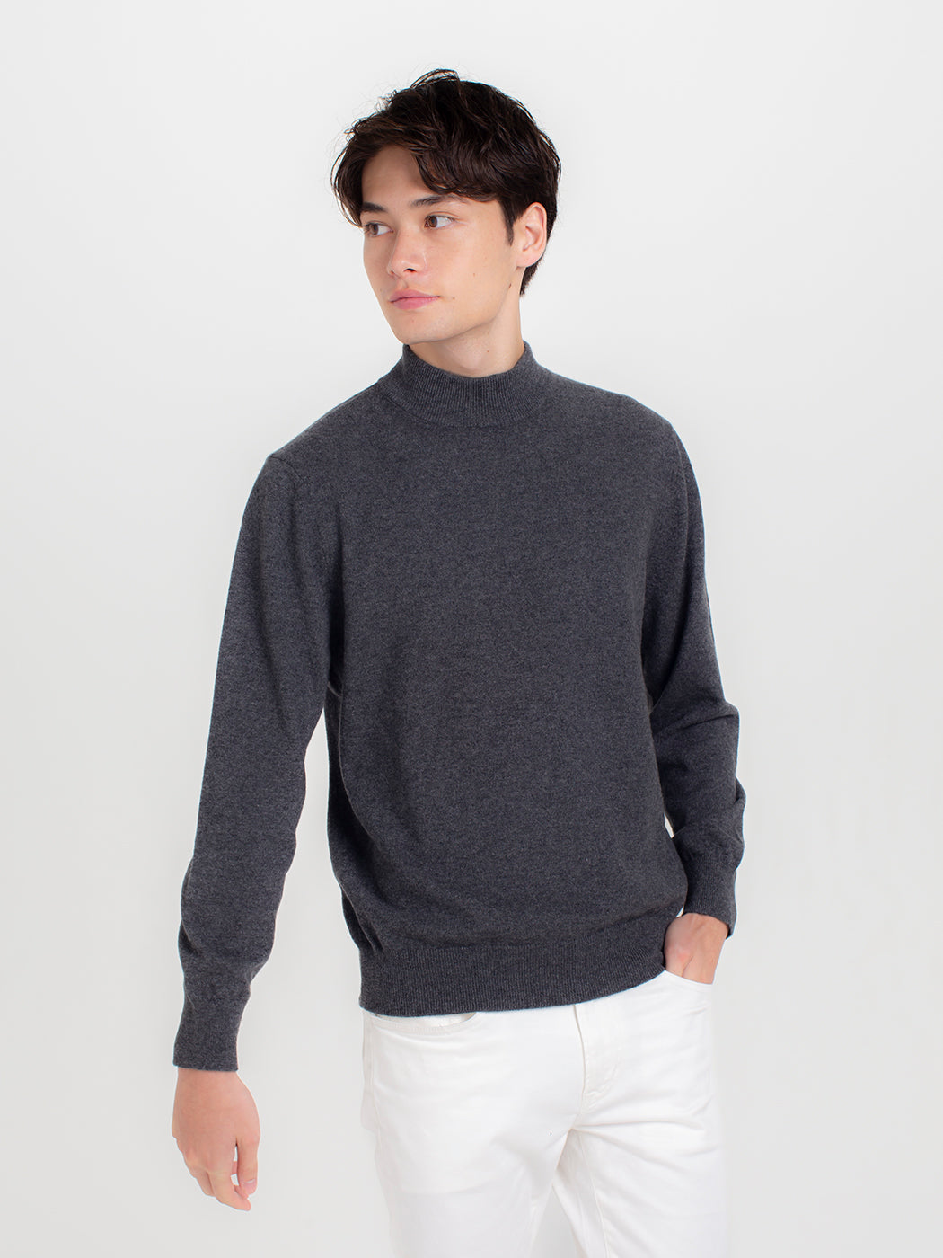 日本製】カシミヤ100% ベーシック ハイネック セーター メンズ
