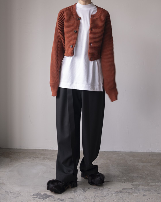 VONIQUE / ENFOLD/ HIGH-NECK SLIT PULLOVER