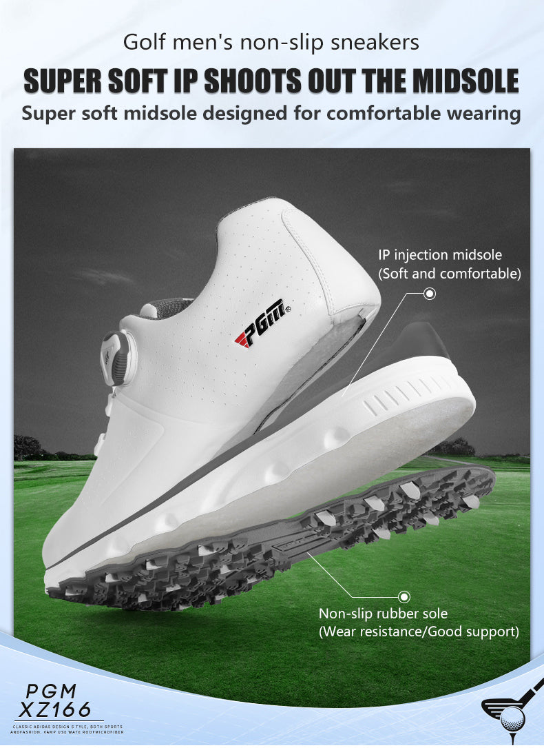 PGM XZ166 white mens golf shoes waterproof spike less golf shoes