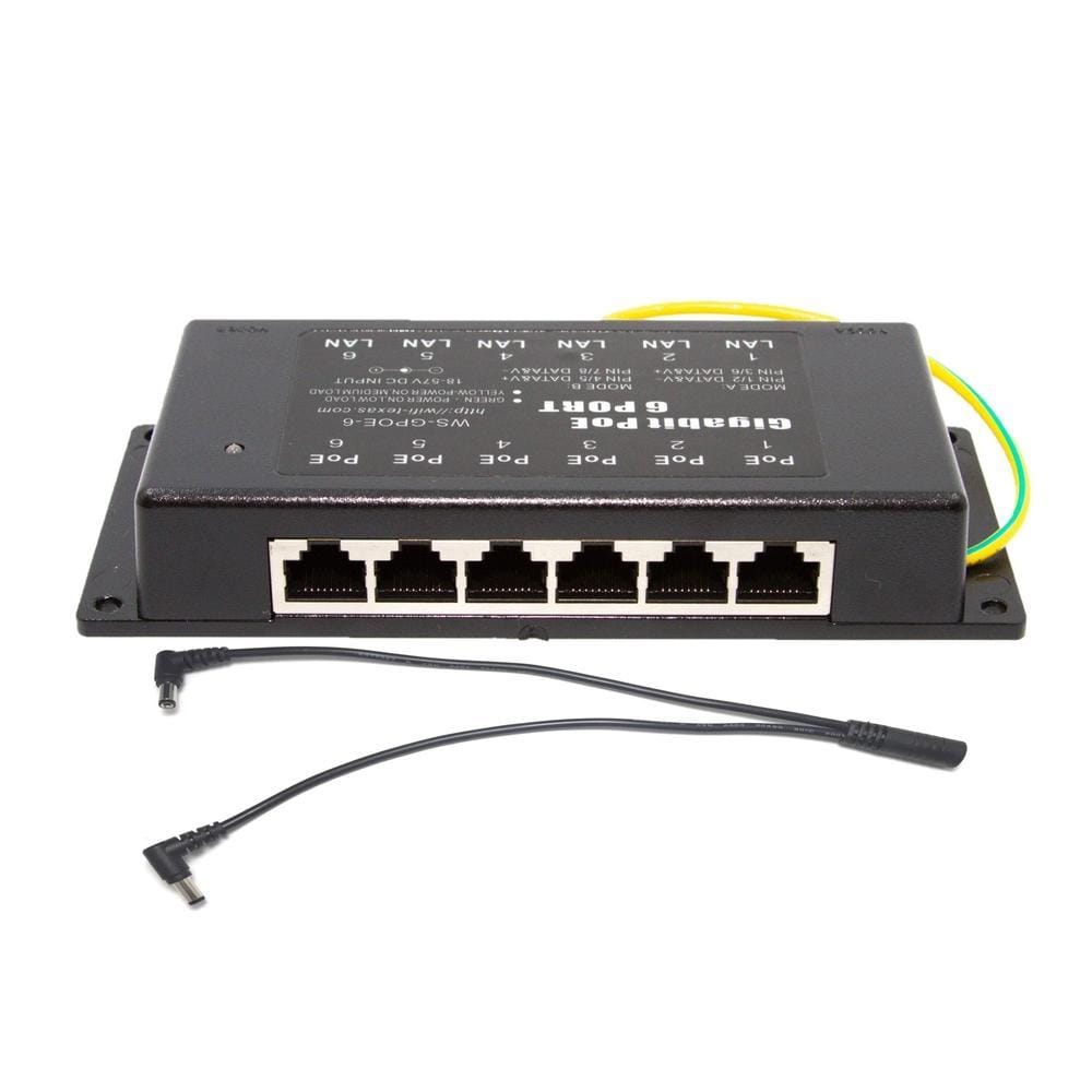 6-Port Gigabit, Mode A/B PoE Injector with 2.1mm Y-Cable