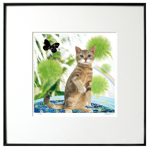 楽天市場】猫夢アート版画「睡蓮」スイレン白黒ハチワレ猫 【猫 アート