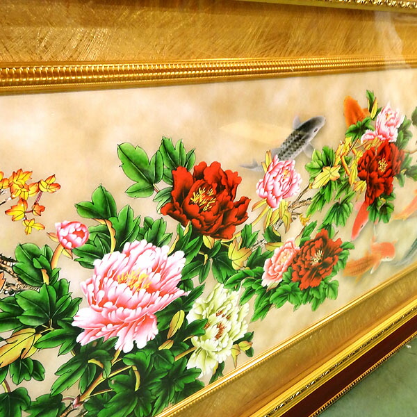 楽天市場】飾り額（ガラス付）花開富貴 160×73cm 【大型宅配便