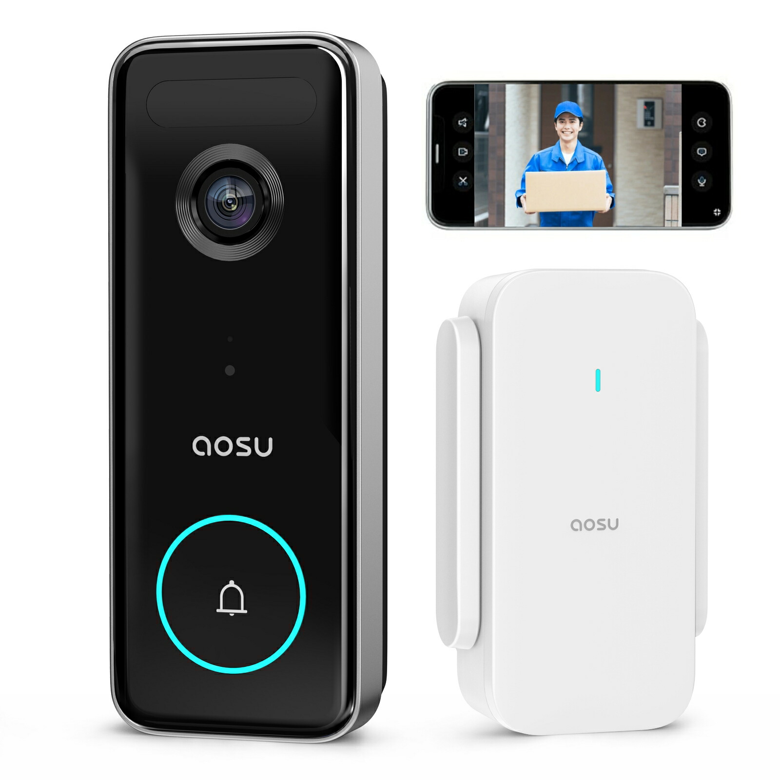 楽天市場】aosu ドアホン インターホン ワイヤレス 【電池式・配線工事