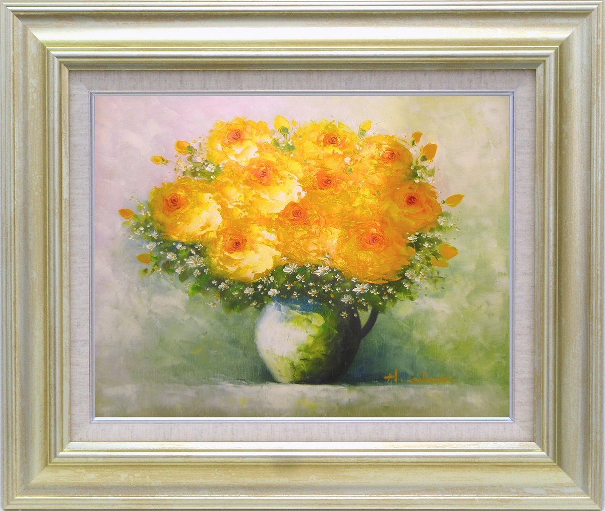 楽天市場】【スーパーSALE10％OFF】手描き油絵 木村 咲 黄色い小花 F6