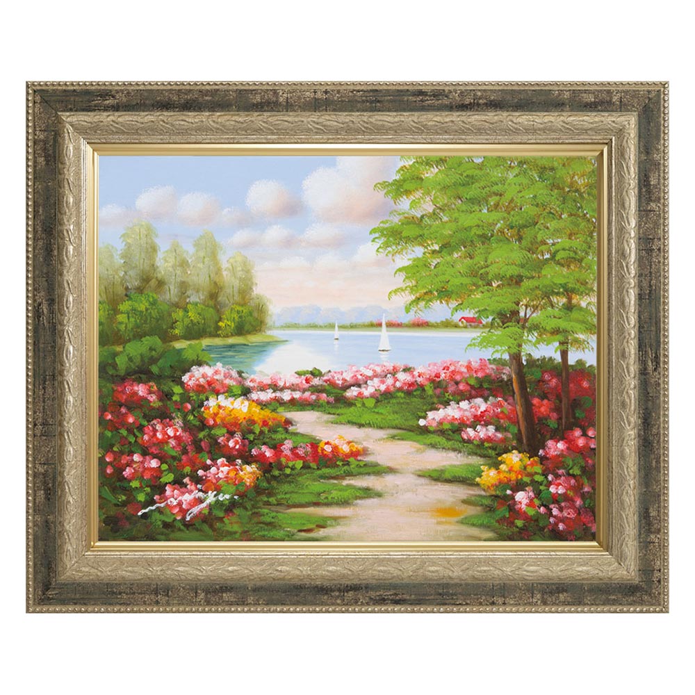 楽天市場】【スーパーSALE10％OFF】手描き油絵 沢井 美里 朝の花畑 F6