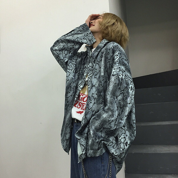 楽天市場】柄シャツ パイソン柄 ヘビ柄 プリント 長袖 ビッグ