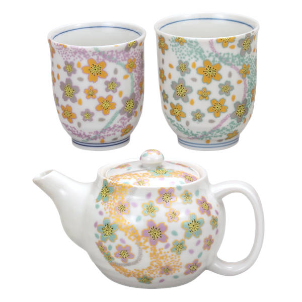 楽天市場】九谷焼 光峰 金花詰 急須 蓋付き湯呑 6点 茶器揃 セット