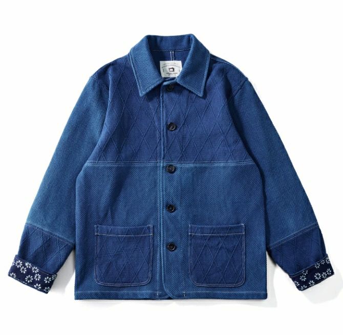 楽天市場】メンズ 藍染め 刺し子 カバーオール ジャケット 剣道着生地