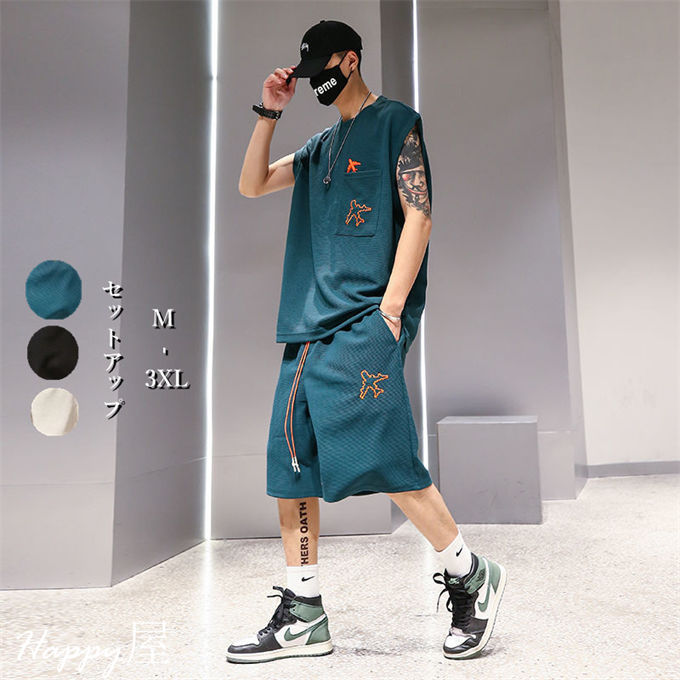 楽天市場】セットアップ メンズ ノースリーブ タンクトップ ショート