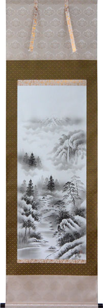 楽天市場】掛軸 四神相応山水図 伊藤岳仙(掛け軸 尺五立) 幅54.2cm×丈