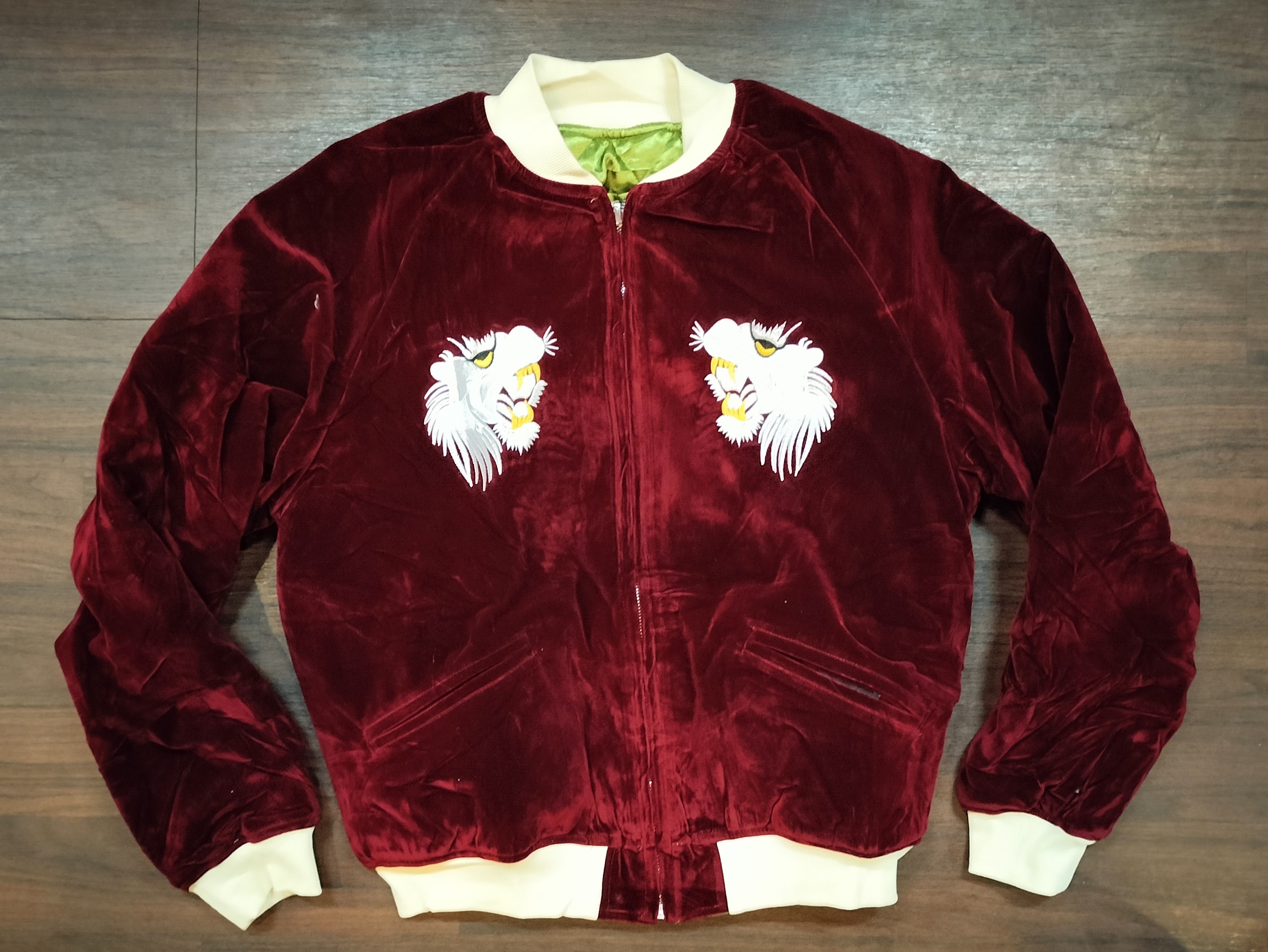 楽天市場】＃417 別珍 スカジャン ”白虎” 紺x紺 : ラピーヌ ロデオ