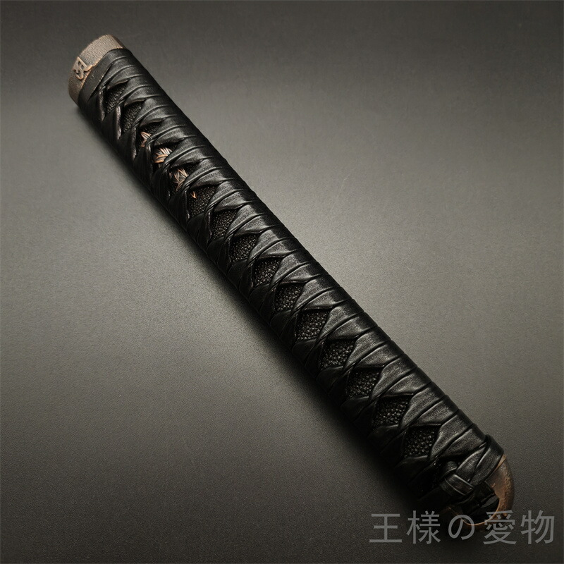 楽天市場】日本刀柄 大刀柄 打刀 長約26CM 新品 木製柄 合成鮫皮 紺色