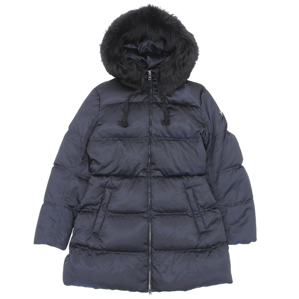 楽天市場】PRADA プラダ ダウン コート ロング ブラック 黒 38(M