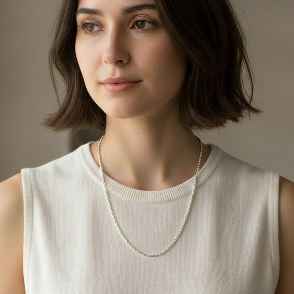 楽天市場】シルバー925 オーバルリンク あずきチェーン ネックレス