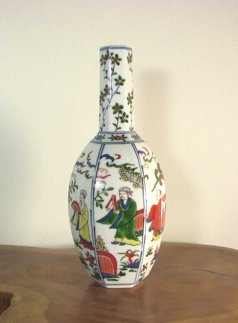 楽天市場】有田焼 華山萬右衛門窯 胴角花瓶(山水文様)【美術品】【花器