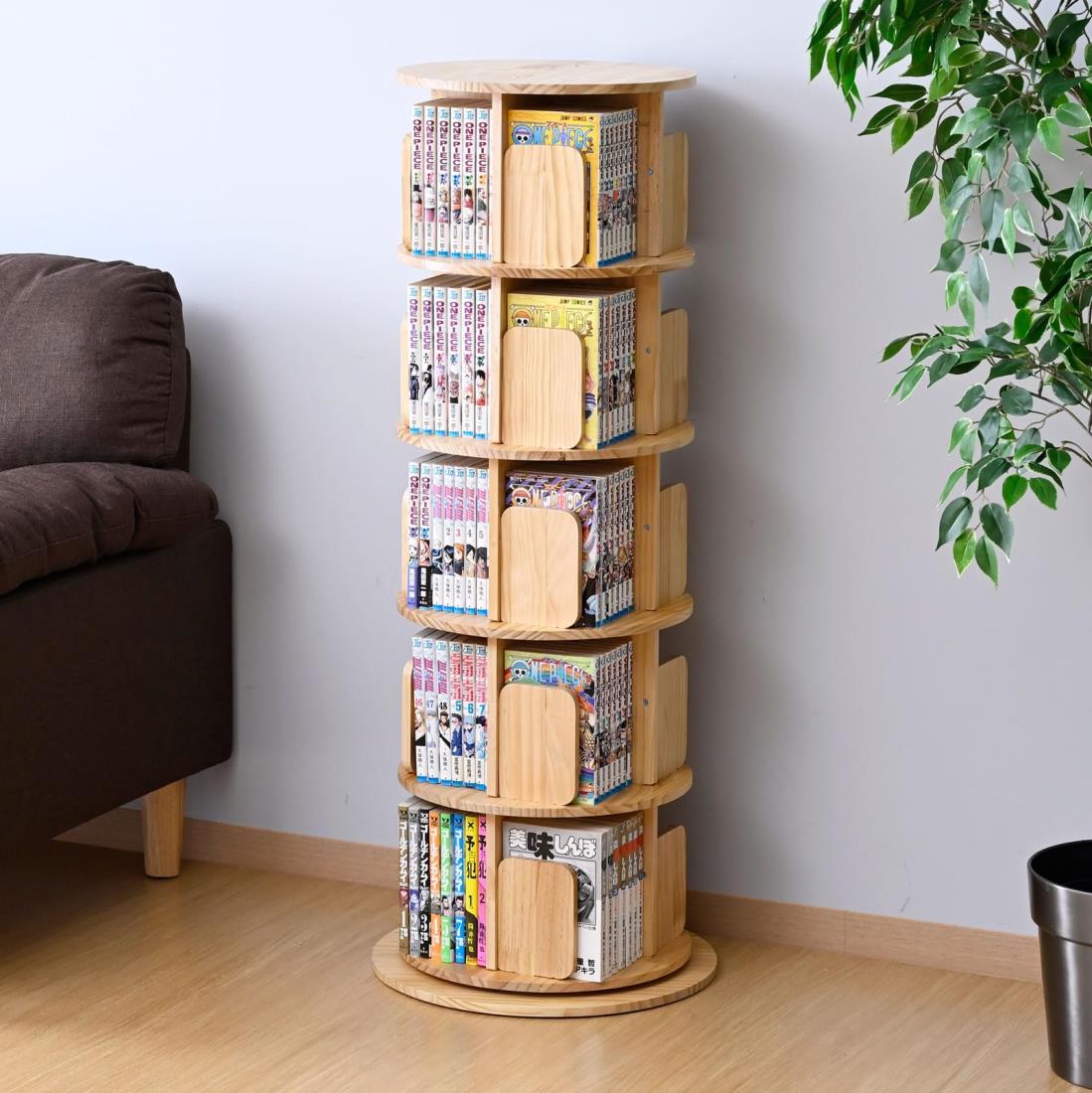 楽天市場】山善 本棚 回転式本棚 5段 角型 コミックラック 360度回転