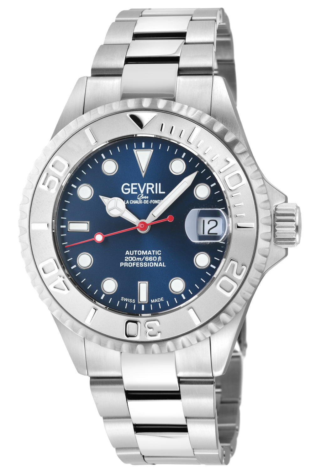 Wall Street Gevril Swiss Made SW200 Steel Rotating bezel Diver's